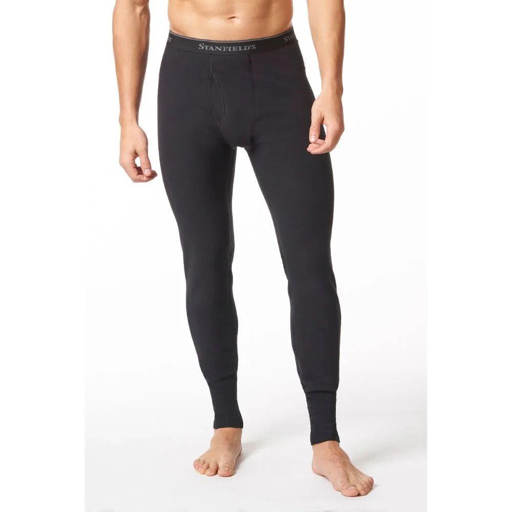STANFIELDS Long Johns Mens Medium Black HeatFX Midweight Fleece Pants